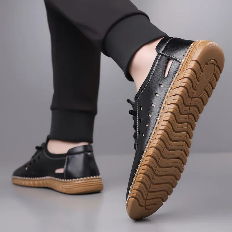 ⚡👟 Aero Grip™ Slip-On Black-Brown Casuals Shoes ⚫ | FLAT 45% Off 🔥