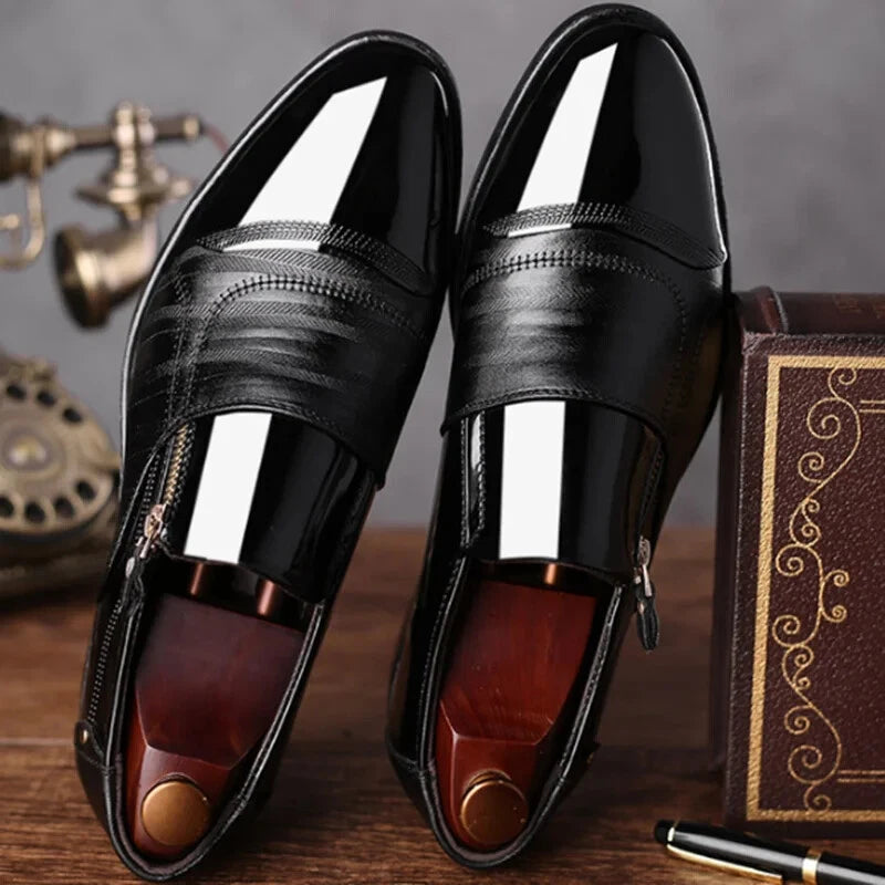 👑👞 Men's Royal Elegant™ Slip-On Leather Shoes ✅ | FLAT 45% Off 🔥