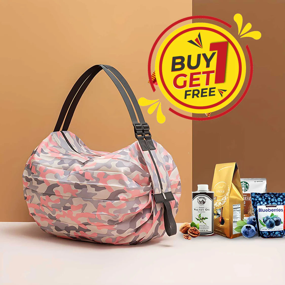 👜 Foldie Camo™ Foldable Shopper Bag 🌿 (Pack of 2) | FLAT 45% Off 🔥