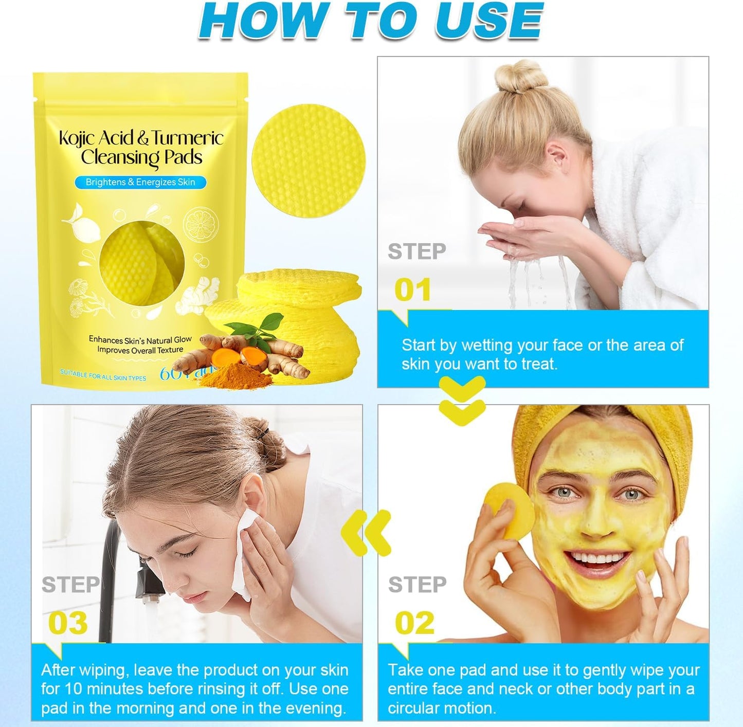 🌟 GoldenGlow™ - Turmeric & Kojic Exfoliating Pads (20 Pads) 🎁
