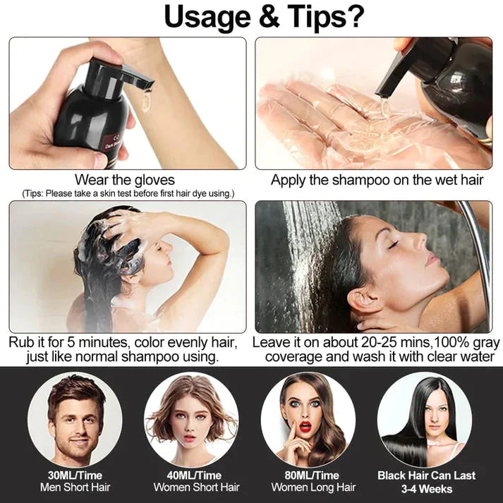 Black Hair Dye Shampoo (No Side Effect) Pack Of 2 🎁