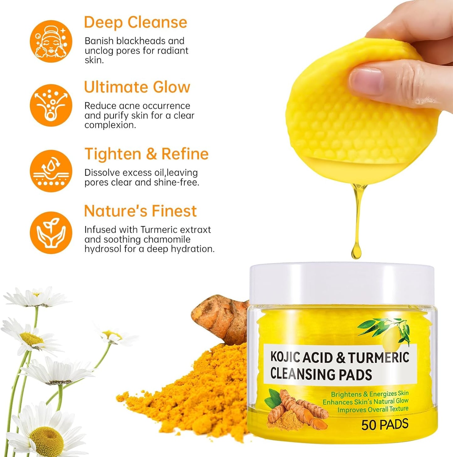 🌟 GoldenGlow™ - Turmeric & Kojic Exfoliating Pads (20 Pads) 🎁