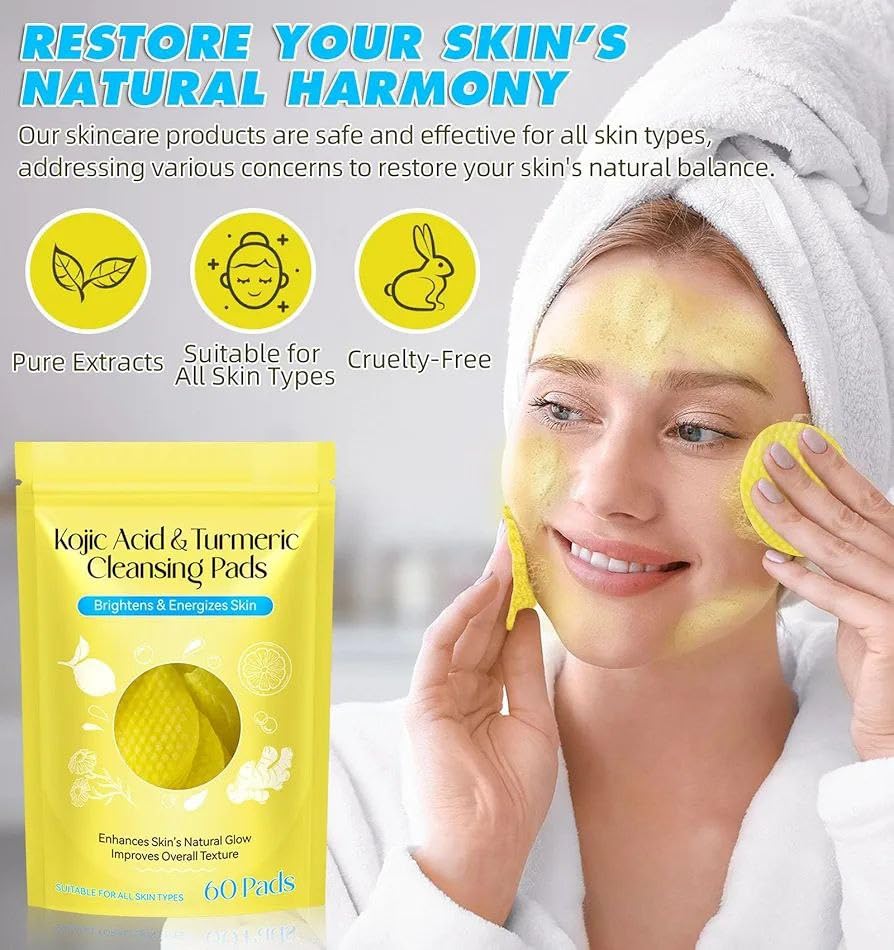 🌟 GoldenGlow™ - Turmeric & Kojic Exfoliating Pads (20 Pads) 🎁