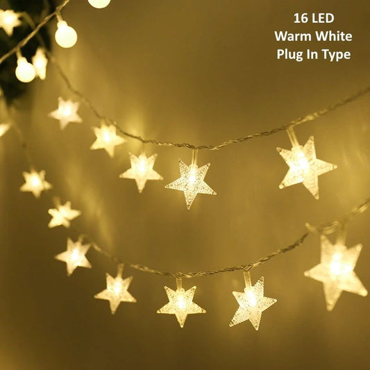 16 LED Star Shape Warm White Decorative String Light