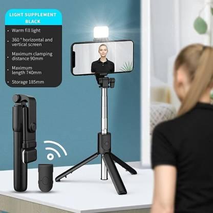 Selfie Stick with LED Light 3-in-1 Multi-Functional Extendable Bluetooth Selfie Tripod