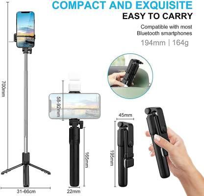 Selfie Stick with LED Light 3-in-1 Multi-Functional Extendable Bluetooth Selfie Tripod